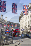 Union flags flying in Regent Street, London, W1, england