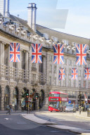 Union flags flying in Regent Street, London, W1, england