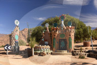 Gate to the local artisan shop, Tafraout, Morocco, Africa