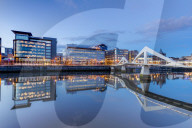 Tradeston Bridge, Squggily Bridge, International Financial Services District, Glasgow, Scotland, United Kingdom, Europe