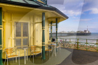 Kiosk and Brighton Palace Pier, (Brighton Pier) Brighton, East Sussex, Brighton and Hove, England, United Kingdom, Europe