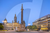 George Square, Glasgow City Chambers, Walter Scott Monument, Glasgow, Scotland, United Kingdom, Europe