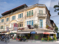 A building in the old French Quarter by the post office, Phnom Penh, Cambodia, Southeast Asia