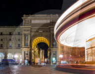 Long exposure of carousel at night in Florence, Tuscany, Italy