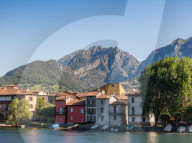 Houses on Lake Lecco, Lombardy, Italy