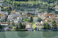 Beautiful Italian villas on waterfront of Lake Como, Italy