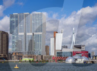 Kop Van Zuid Skyline seen from Rijnhaven, Rotterdam, South Holland, The Netherlands