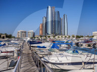 Skyline with Marina and Etihad Towers, Abu Dhabi, United Arab Emirates