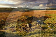 A winter view looking across Moine Mhor Nature Reserve from Dunadd Fort in the Scottish Highlands.