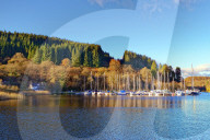 A tranquil autumn view of the Crinan Canal in The Scottish Highlands