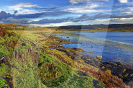 A view across the remote Loch Na Cille at low tide in the Scottish Highlands.