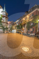 Square in the Upper Town at dusk. Meersburg, Baden-WÃ¼rttemberg, Germany.