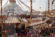 Tibetan Buddhist devotees of Boudhanath Stupa, Kathmandu, Nepal