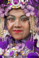 Indonesian woman of a carnival celebrating Malang?s 101st year anniversary, Malang, Indonesia