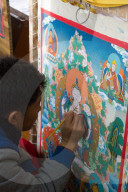 Thangka painting at the Norbulingka Tibetan institute of Tibetan arts and culture, Dharamsala, India