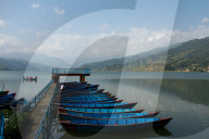 Boats of Phewa Lake, Pokhara, Nepal.