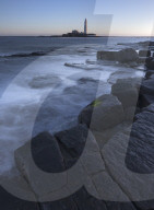 St Marys Lighthouse on St Marys Island at Whitley Bay, North Tyneside, UK