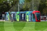 Trams at Victoria Square, Adelaide, South Australia