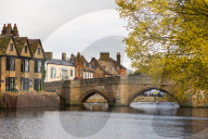 River Great Ouse at St Leger Chapel Bridge, St Ives, Cambridgeshire, England.