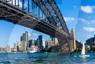 Sydney Harbour Bridge with city skyline. Sydney, New South Wales, Australia.