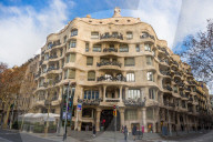 Casa MilÃ , known as La Pedrera or 'open quarry' by Antoni Gaudi on Paseo de Gracia Avenue, Barcelona, Catalonia, Spain.