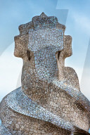 Chimneys on Casa Mila (La Pedrera) Roof by Antonio Gaudi, Barcelona, Catalonia, Spain.