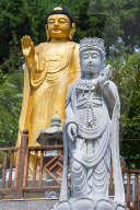 Statues at Buddhist temple in Busan, South Korea.