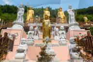 Statues at Buddhist temple in Busan, South Korea.