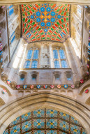 Decorative ceiling of St Edmundsbury Cathedral tower, Bury St Edmunds, Suffolk, England, UK.