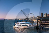 King County Water Taxi is about to leave docks. Seattle, Washington, USA