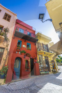 Colourful buildings, Crete, Greek Islands, Greece, Europe