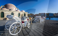 Horse Carriage, Mosque, Venetian Harbour, Chania, Crete, Greece, Europe