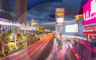 Planet hollywood at night, The Strip, Las Vegas Boulevard, Las Vegas, Nevada, United States of America, North America