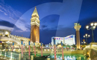 The Venetian Hotel and Casino at night, The Strip, Las Vegas Boulevard, Las Vegas, Nevada, USA, North America