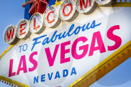 View of Welcome to Fabulous Las Vegas sign on The Strip, Las Vegas Boulevard, Las Vegas, Nevada, USA, North America