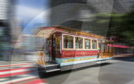Fast moving cable car in San Francisco, California, United States of America, North America
