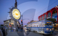 View of Fishermans Wharf sign at dusk, San Francisco, California, United States of America, North America