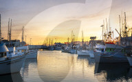 Sunset over Yachts at Fishermans Wharf, San Francisco, California, United States of America, North America