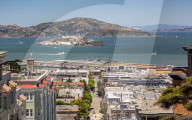 View of Alcatraz Island from Russian Hill, San Francisco, California, United States of America, North America
