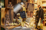 Cheese stand in Borough Market, Southwark, London, England, United Kingdom, Europe
