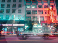 Neon lights at night on Granville Street.Vancouver, British Columbia, Canada, North America