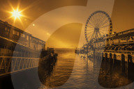 Seattle Great Wheel: Seattle's Ferris Wheel at Pier 57, Seattle, Washington, United States.