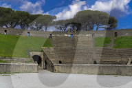 Pompeii, Italy amphitheater interior view. The ruins of stone built 20.000 capacity Roman Anfiteatro di Pompeii.