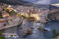 View from the Lovrijenac Fortress over the walled old town of Dubrovnik at dawn