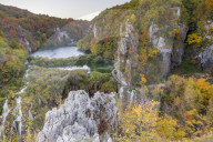View from a lookout inside Plitvice Lakes National Park over the Lower Lakes