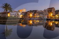 The old town of Vrboska on Hvar Island at dusk