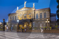 The National theatre (Teatro Nacional) in San Jose at dusk