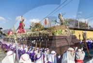 Good Friday procession in the streets of Antigua during Holy Week 2017