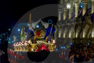 Nightly procession passing at the town hall of Antigua at Holy Thursday during the Holy Week 2017