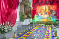 Vigil on the fifth weekend of Lent 2017 inside the La Merced Cathedral in Antigua